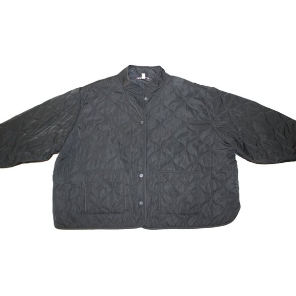 H&M Oversized Quilted Jacket in Black (3XL) Boxy Fit Lightweight Outerwear - Picture 9 of 10